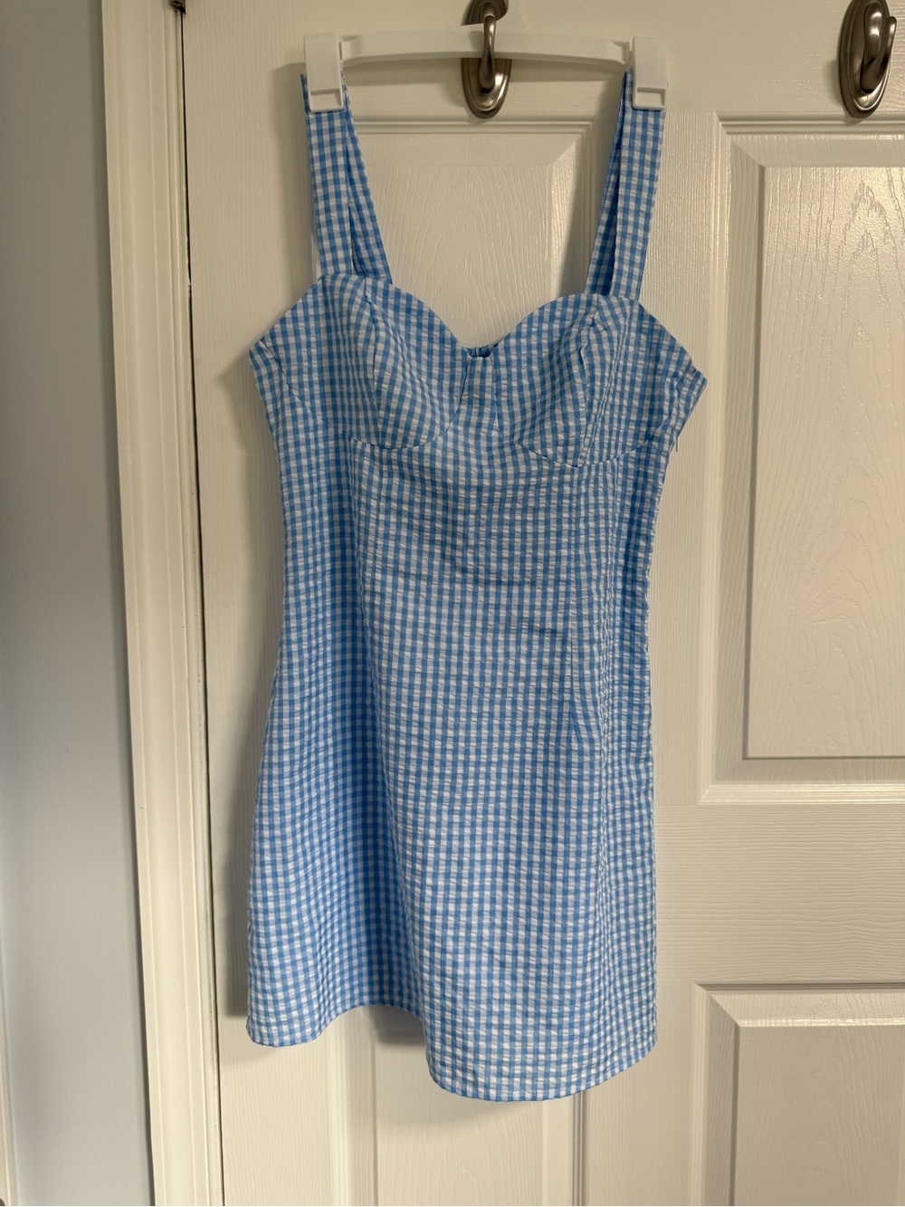 H&M Light Blue and White Gingham Mini Dress